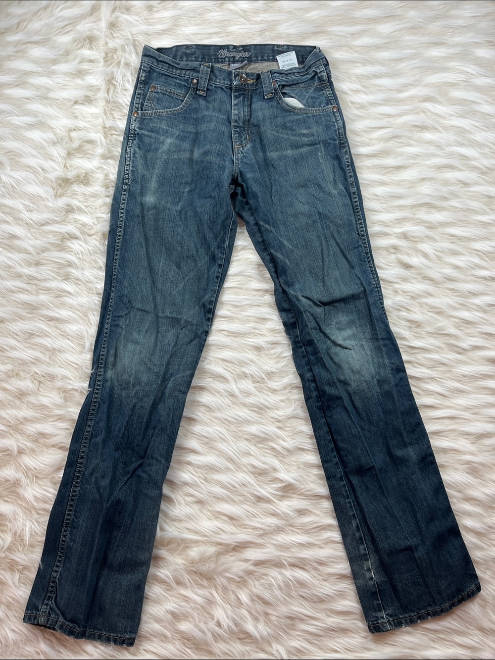 Wrangler Western Jeans 29x36 Straight Leg Medium Wash